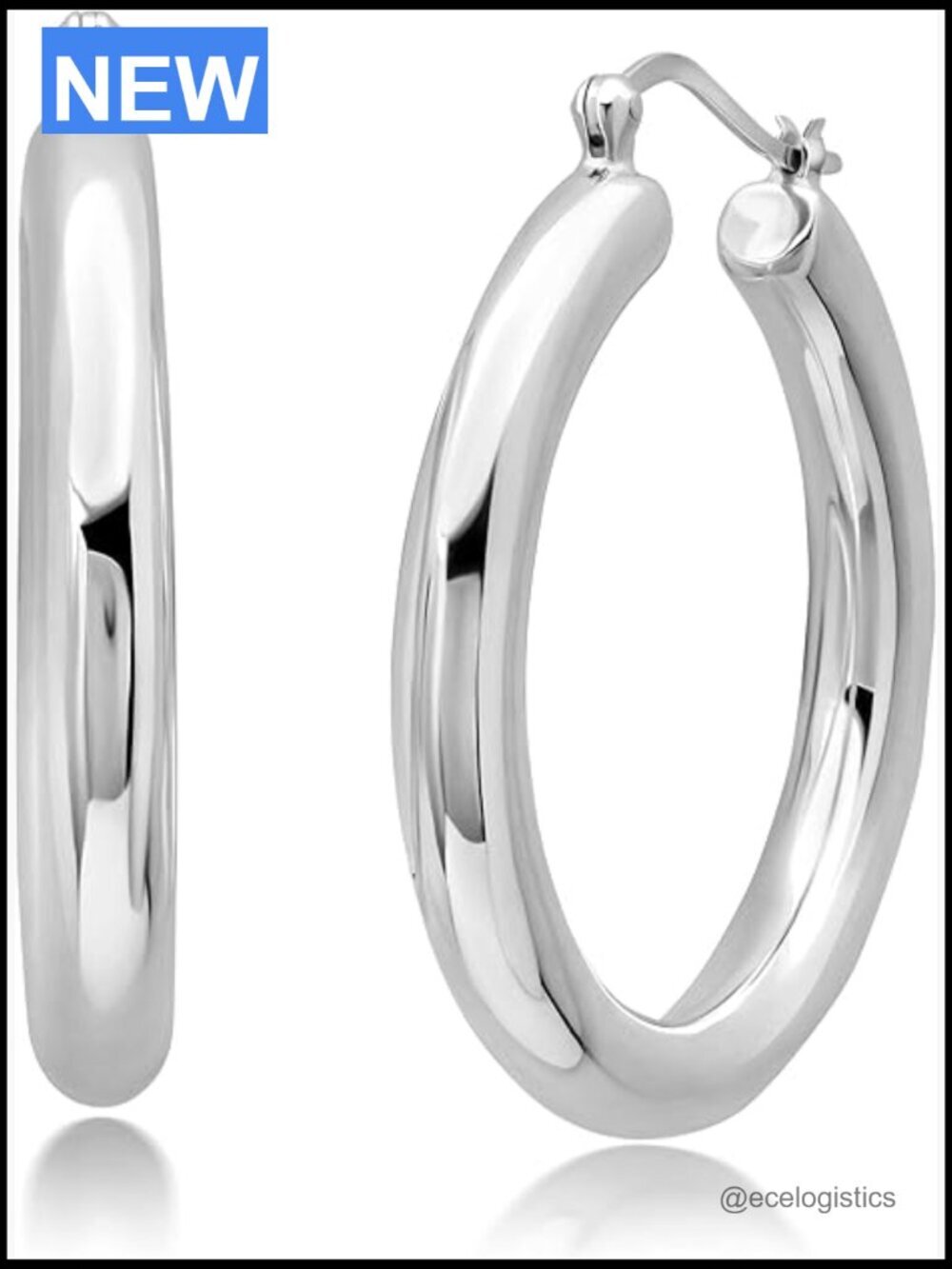925 Sterling Silver Chunky Hoop Earrings 1.5 Inch Hypoallergenic